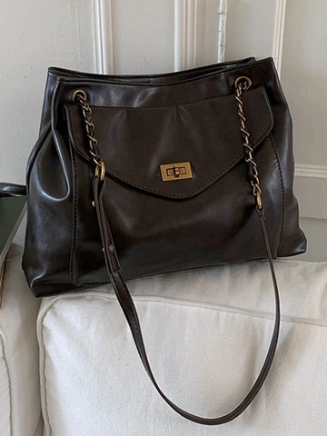 Borsa Tote in Pelle PU di Grande Capacità per Donna Borsa a Tracolla con Catena Vintage Cartella da Pendolare Minimalista Urbana