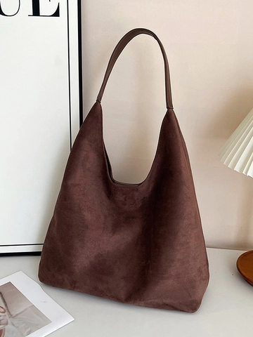 Minimalist Σουέτ Τσάντα Tote Μεγάλης Χωρητικότητας Για Γυναίκες Vintage Hobo Τσάντα Ώμου Με Εσωτερικό Τσαντάκι