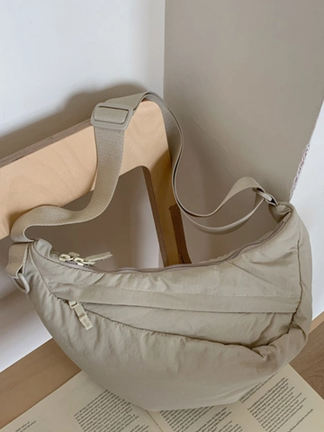 Borsa a Tracolla Donna in Nylon a Mezzaluna Grande Capacità Borsa a Guscio Minimalista Tinta Unita Versatile Borsa a Spalla