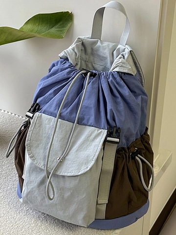 Große Kapazität Damen Rucksack Aus Nylon Kontrastfarben Leichter Reise-Rucksack Casual Schüler Schultasche Wasserdicht Daypack Outdoor