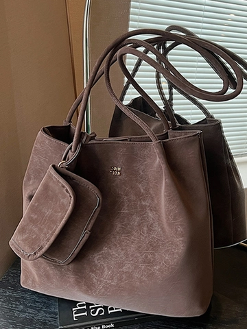 Große Kapazität PU Leder Tote Tasche Mode Minimalistische Schulter Beuteltasche Für Damen Pendler Handtasche Mit Unter-Tasche
