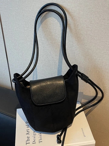 Damen PU Leder Patchwork Eimertasche Kleine Umhängetasche Urban Minimalistisch Pendeln Handytasche Alltagstasche