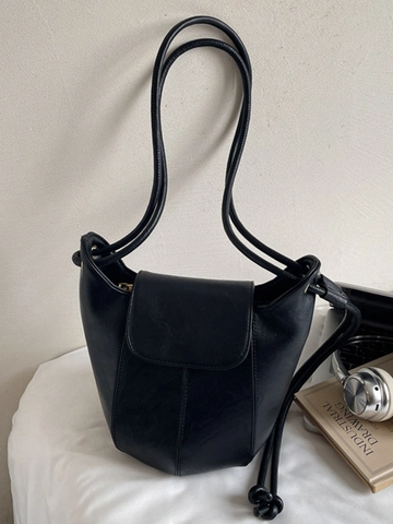 Elegante Bolso de Cubo de Cuero PU para Mujer Minimalista Color Sólido Gran Capacidad Bolso de Hombro Bandolera para Diario