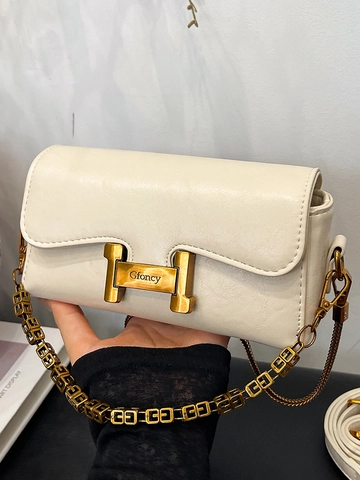 Borsa a Spalla da Donna in Pelle PU con Fibbia in Metallo Piccola Borsa a Tracolla Quadrata Con Catena Borsa a Mano Vintage