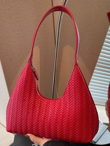 Vintage Damen Geflochtene Achseltasche Luxus Weich PU Leder Hobo Schultertasche Chic Minimalistisch Pendler Handtasche Mit Reißverschluss