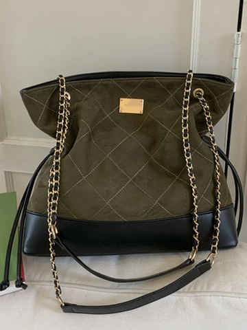 Vintage Gesteppte Eimertasche Für Damen Große Kapazität PU Leder Schulter Tragetasche Mit Metallkettenriemen Retro Handtasche