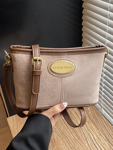 Women Frosted PU Leather Shoulder Bag Retro Small Square Crossbody Bag with Chain Stitching Casual Versatile Purse for Ladies