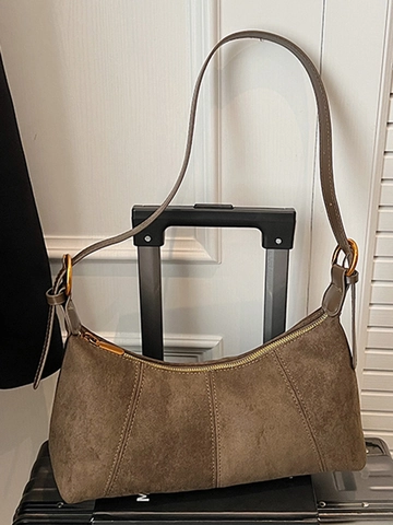 Sac Sous le Bras en Suédine de Style Français Grande Capacité Sac à Épaule Hobo Décontracté pour Femmes Vintage Couture