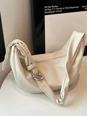 Women Minimalist PU Leather Hobo Bag Large Capacity Retro Solid Color Dumpling Bag Fashion Shoulder Crossbody Commuter Bag