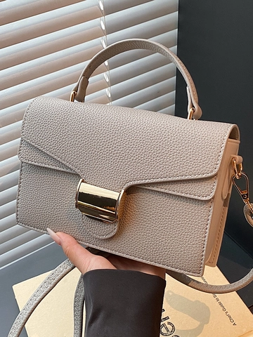 Women Minimalist PU Leather Small Square Crossbody Bag Fashion Vintage Shoulder Bag Handbag With Metal Clasp Daily