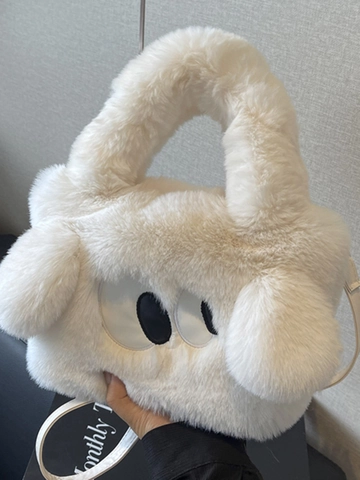 Simpatica Borsa Tote in Peluche con Grandi Occhi per Donna Borsa a Mano in Pelliccia Sintetica Borsa a Tracolla Divertente a Mostro