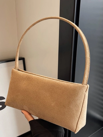 Damen Minimalistische PU Leder Achseltasche Vintage Einfarbig Baguette Schultertasche Mode Casual Tägliche Umhängetasche