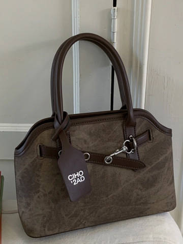 Sac Sous le Bras en Cuir PU Vintage pour Femmes Rétro Minimaliste Design Surpiqûres Grande Capacité Sac à Main Mode