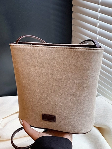 Damen Mode Leopardenmuster PU-Wildleder Beuteltasche Umhängetasche Urbaner Minimalismus Vintage Crossbody Handtasche Große Kapazität