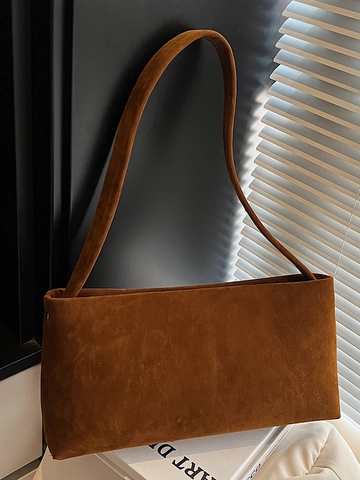 Minimalistische Suèdestof Onderarmtas Dames Matte Textuur Effen Kleur Schoudertas Urban Stijl Niche Pillow Purse