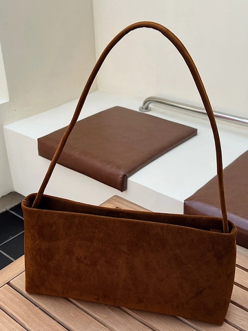Minimalistische Suèdestof Onderarmtas Dames Matte Textuur Effen Kleur Schoudertas Urban Stijl Niche Pillow Purse