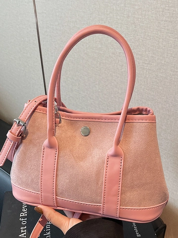 Women's Fashion Suede Patchwork Leopard Print Shoulder Bag Urban Minimalist Small Tote Elegant Bucket Bag With Strap