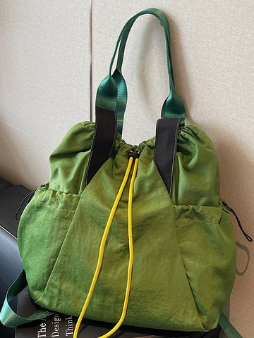 Women Large Capacity Canvas Drawstring Shoulder Bag Urban Simple Fashion Contrast Color Backpack For College Students Daily Travel Tote Bag