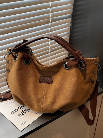 Sac Fourre-Tout en Toile de Style Workwear Japonais Rétro Grande Capacité Sac à Bandoulière Décontracté pour Femmes Hommes Sac à Main Quotidien