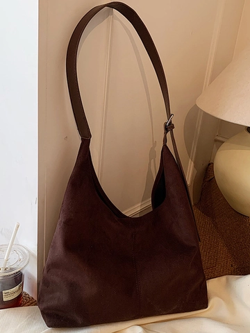 Modische Schultertasche Aus Wildlederoptik Für Damen Große Kapazität Tote Bag Urban Minimalistischer Stil Hobo Unterarm Handtasche