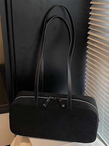 Bolso de Axila de Gamuza Vintage para Mujer Gran Capacidad Estampado de Leopardo Bolso de Hombro Color Sólido Tote de Moda