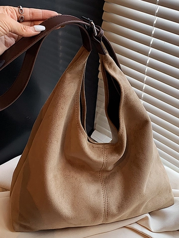 Modische Schultertasche Aus Wildlederoptik Für Damen Große Kapazität Tote Bag Urban Minimalistischer Stil Hobo Unterarm Handtasche