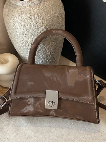 Women Vintage PU Leather Shoulder Bag Fashion Hourglass Handbag With Silver Lock Clasp Adjustable Strap Crossbody Bag For Daily
