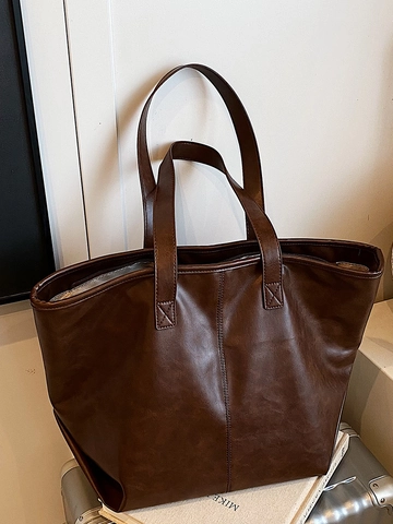 Large Capacity Tote Bag For Women 2025 Autumn New Trendy Casual Shoulder Bag High Texture Work Commute Handbag PU Leather Splicing Design