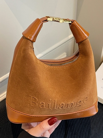 Borsa a Spalla Dumpling in Camoscio Patchwork Pelle PU da Donna Borsa a Mano Urbana di Tendenza Borsa a Tracolla Versatile Quotidiana