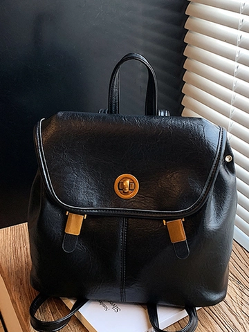 Women Vintage PU Leather Backpack Large Capacity School Travel Bag Retro College Style Laptop Rucksack With Metal Lock