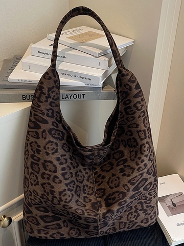 Matte PU Leder Hobo Tasche Für Damen Vintage Leopardenmuster Schultertasche Große Kapazität Handtasche Für Den Alltag