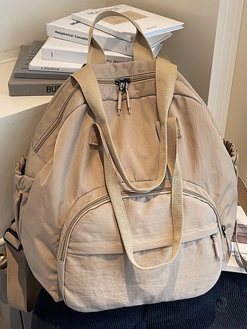 Zaino alla Moda di Grande Capacità da Donna Borsa da Viaggio in Nylon Leggero Elegante e Versatile Streetwear Borsa a Tracolla Multi-Tasca
