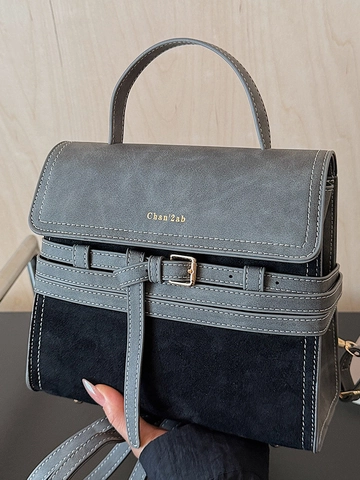 Retro Wildleder PU Spleißen Schultertasche Für Damen Kontrastnähte Quadratische Handtasche Crossbody Tasche Pendeln Mode Handtasche