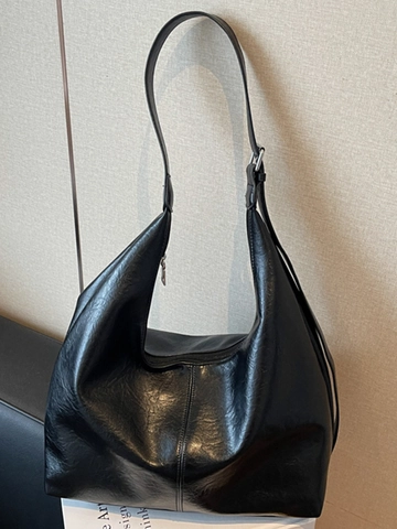 Bolso de Hombro Hobo Grande de Cuero PU Retro para Mujer Tote Urbano Minimalista Con Correa Viaje al Trabajo Bolso de Axila