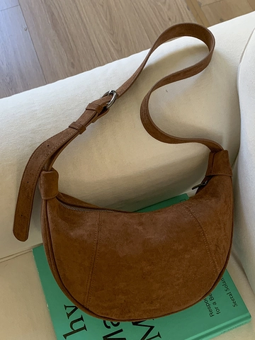 Sac à Épaule Demi-Lune en Suédine pour Femme Sac Hobo Vintage Imprimé Léopard Bandoulière Réglable Sac à Main Urbain Minimaliste Quotidien