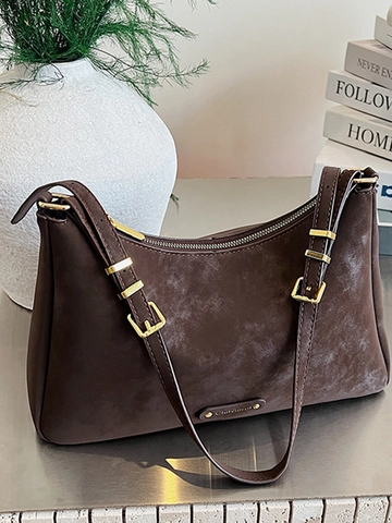 Women Vintage PU Leather Underarm Shoulder Bag Urban Minimalist Frosted Square Crossbody Bag Elegant Commuting Handbag For Girls