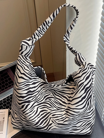 Moda Leopardo Zebra Stampa Tela Borsa Tote per Donna Grande Capacità Borsa a Spalla Con Tracolla a Nodo Urban Casual Hobo Bag