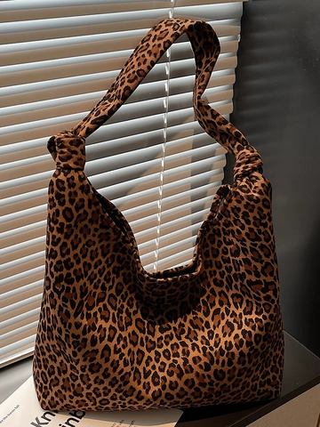 Moda Leopardo Zebra Stampa Tela Borsa Tote per Donna Grande Capacità Borsa a Spalla Con Tracolla a Nodo Urban Casual Hobo Bag