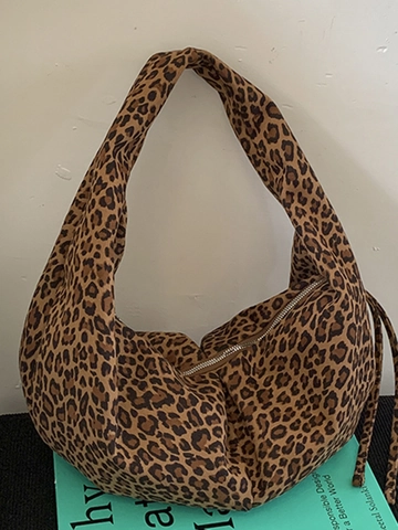Borsa a Tracolla in Camoscio di Grande Capacità Borsa Tote Hobo con Stampa Leopardata Korean Ins per Donna Borsa Sottobraccio Casual da Pendolare con Cerniera
