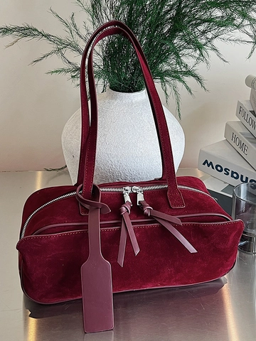 Bolso de Hombro de Gamuza Retro Francés para Mujer Bolso Tote Minimalista de Gran Capacidad Elegante Color Sólido Versátil