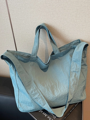 Women Large Capacity Tote Bag 2025 Autumn New Minimalist Fabric Shoulder Bag Commuting School Handbag Zipper Opening