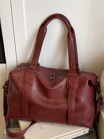Borsa Tote in Pelle PU Vintage per Donna Grande Capacità Borsa a Spalla Tinta Unita Urban Minimalist Viaggio Borsa a Mano Ufficio Quotidiano