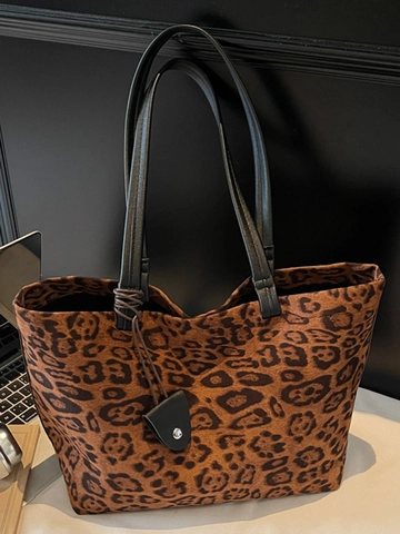 Luipaardprint Suède Schoudertas Grote Capaciteit Tote Bag Voor Vrouwen Herfst Mode Retro Casual Crossbody Tas Onderarmtas