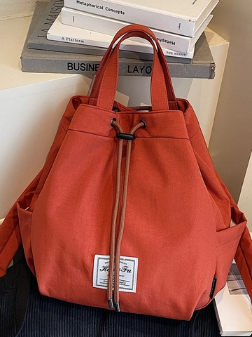 Mochila de Lona Minimalista Urbana para Mujer Moda Gran Capacidad Bolso de Cubo de Viaje Con Detalles de Costura Bolso de Hombro