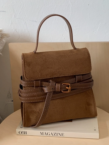 Korean Style Minimalist Niche Handbag For Women Fashion PU Shoulder Crossbody Bag Retro Small Square Bag With Metal Buckle