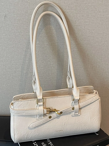 Vintage Damen Unterarmtasche Große Kapazität PU Leder Umhängetasche Retro Pendeln Baguette Tasche Mit Metallschnalle