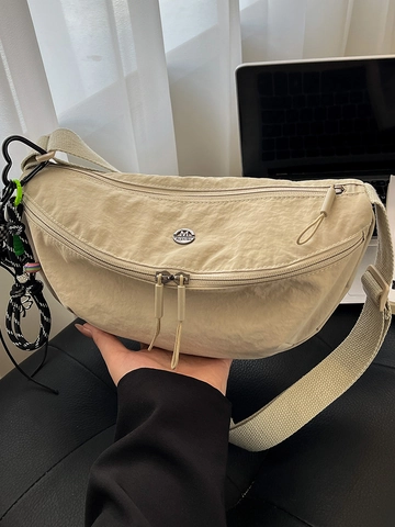 Dames Oxford Doek Halve Maan Schoudertas Verstelbare Riem Casual Crossbody Tas Stedelijk Eenvoudig Japanse Stijl Handtas