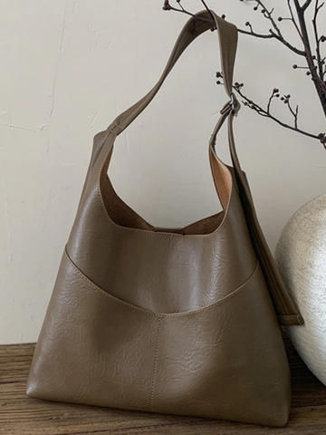 Bolso Tote de Gran Capacidad para Mujer Retro Cuero PU Bolso de Hombro Con Bolsa Interior Minimalista Urbano Empalme