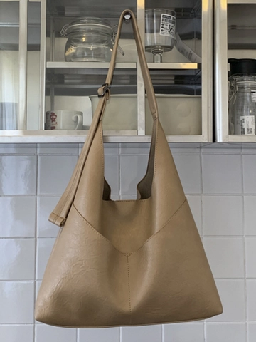Bolso Tote de Gran Capacidad para Mujer Retro Cuero PU Bolso de Hombro Con Bolsa Interior Minimalista Urbano Empalme