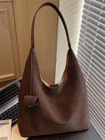 Vintage Große Kapazität Tote Bag Für Damen Retro PU Leder Frosted Textur Schultertasche Mode Pendeln Hobo Handtasche